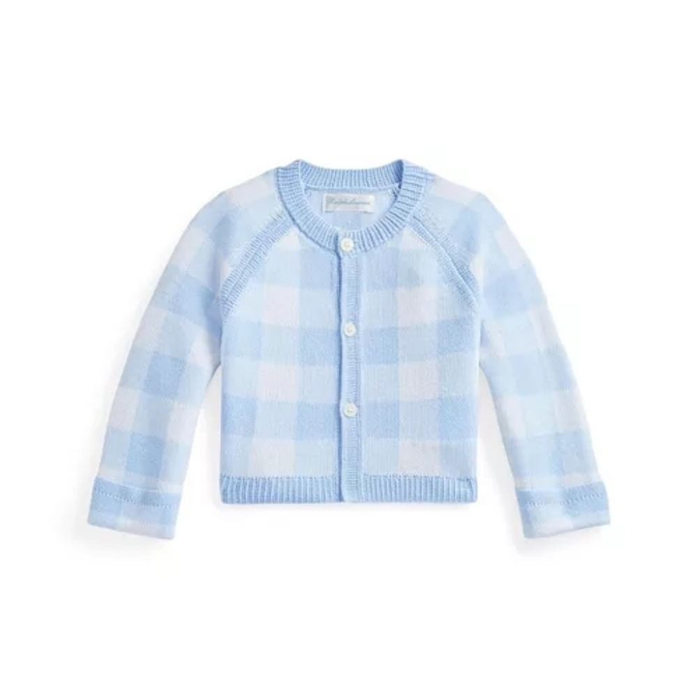 POLO RALPH LAUREN baby girl or boy Gingham Cotton Cardigan